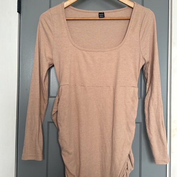 Brown ribbed midi dress - Picture 4 of 5